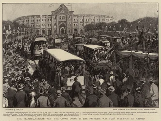 The Spanish-American War, the Crowd going to the Patriotic War Fund Bull-Fight in Madrid